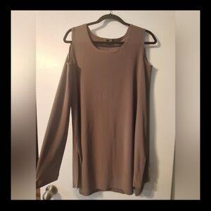 Sympli Brown Cold Shoulder Tank Top